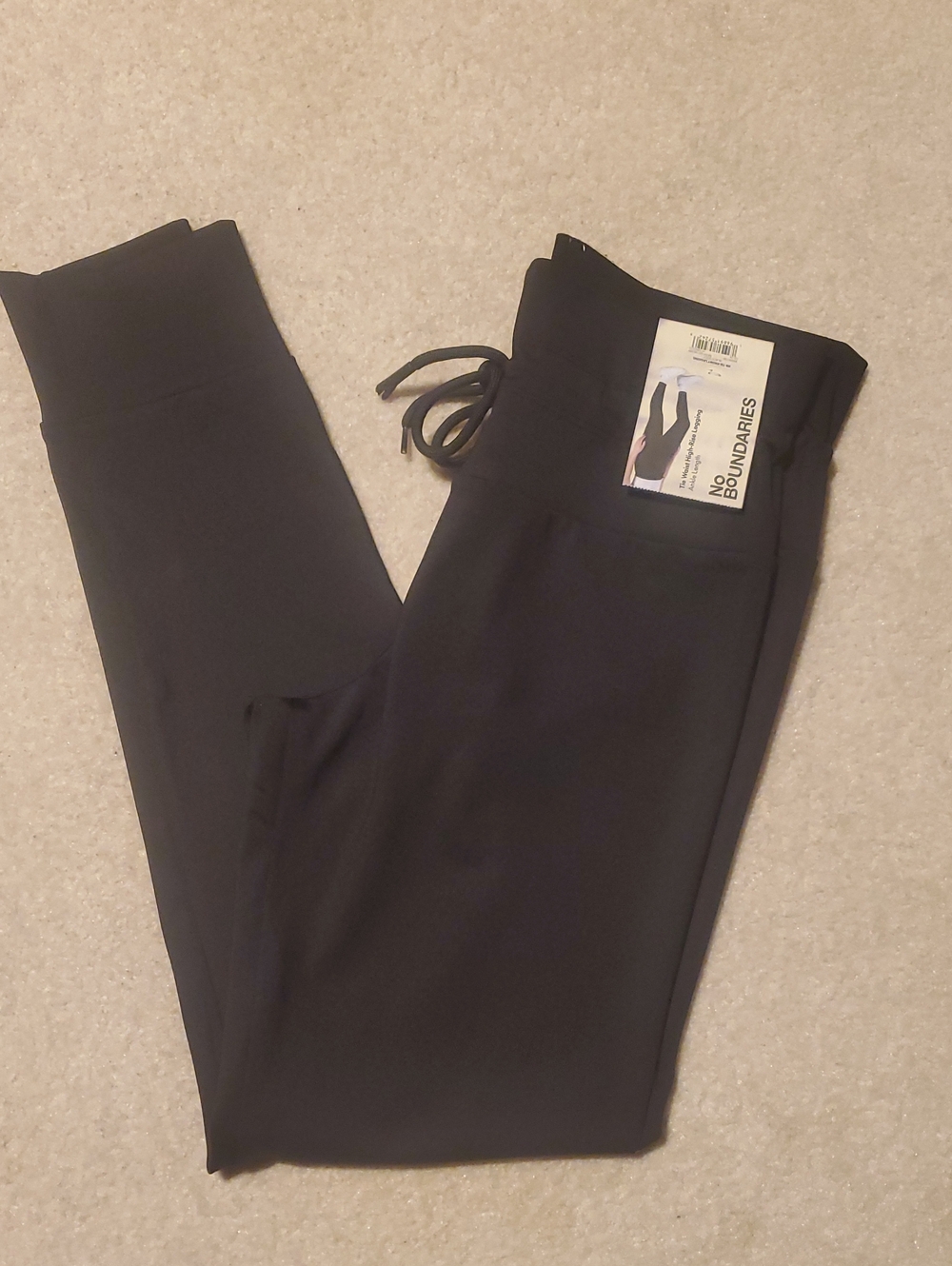 No Boundaries Women's Black High-Rise Drawstring Jogger Leggings